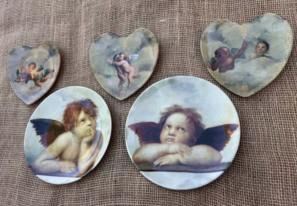 Set of 5 Raphael Sistine Madonna Cherub Angel Decorative Collector Plates